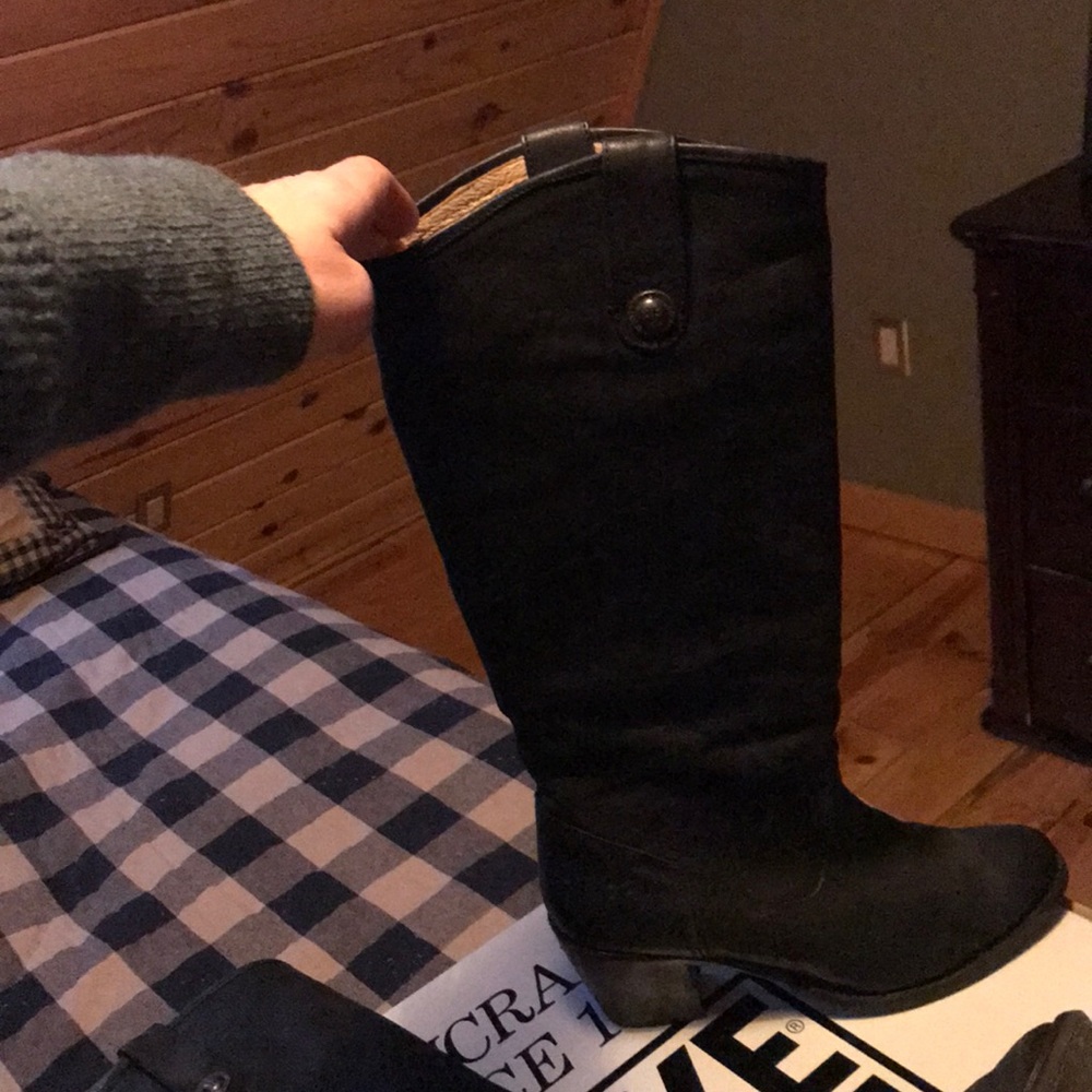 Frye black suede boots